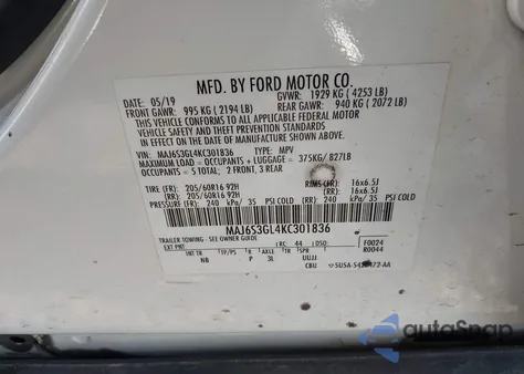 2019 Ford Ecosport Se из США, поврежденный, VIN MAJ6S3GL4KC301836